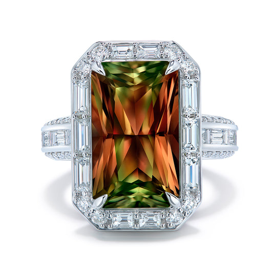 Zultanite Ring with D Flawless Diamonds set in 18K White Gold