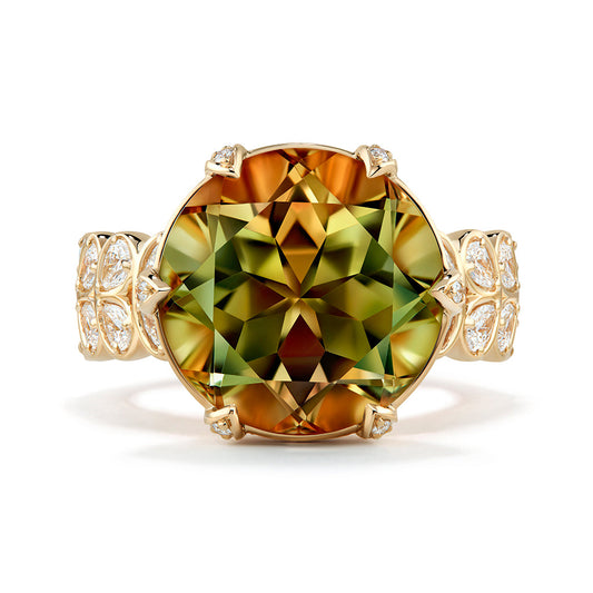 Zultanite Ring with D Flawless Diamonds set in 18K Yellow Gold