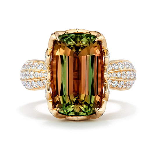 Zultanite Ring with D Flawless Diamonds set in 18K Yellow Gold