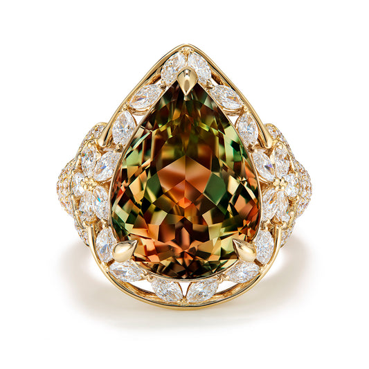 Zultanite Ring with D Flawless Diamonds set in 18K Yellow Gold