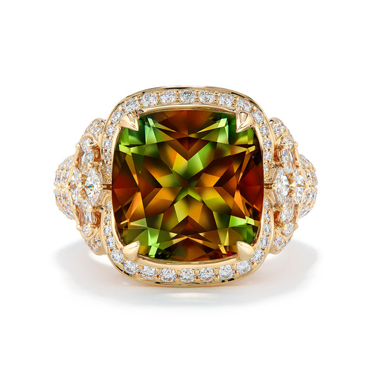 Zultanite Ring with D Flawless Diamonds set in 18K Yellow Gold
