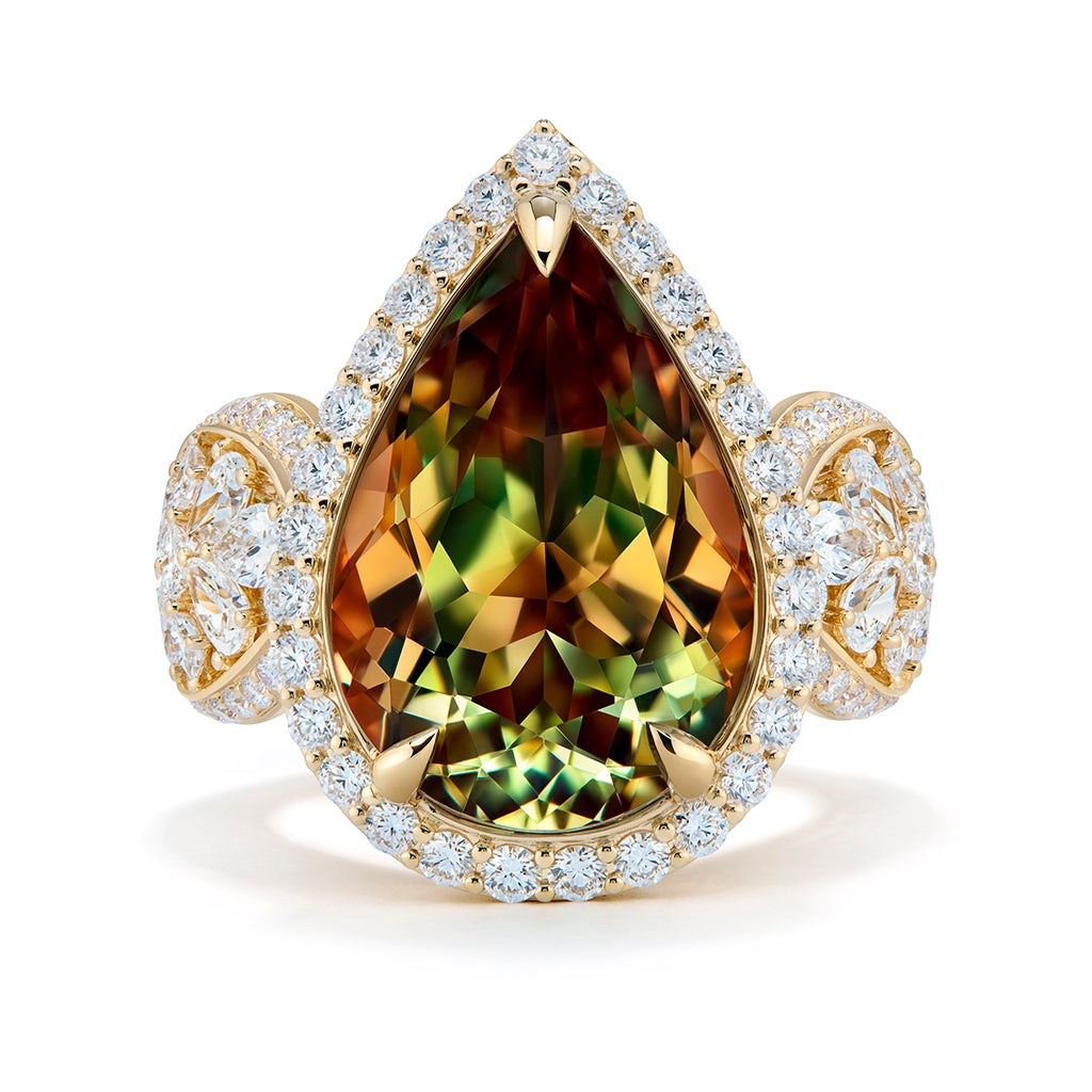 Zultanite Ring with D Flawless Diamonds set in 18K Yellow Gold