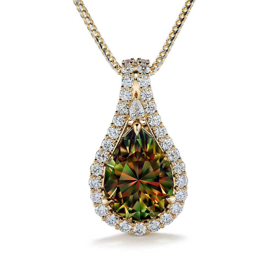 Zultanite Necklace with D Flawless Diamonds set in 18K Yellow Gold