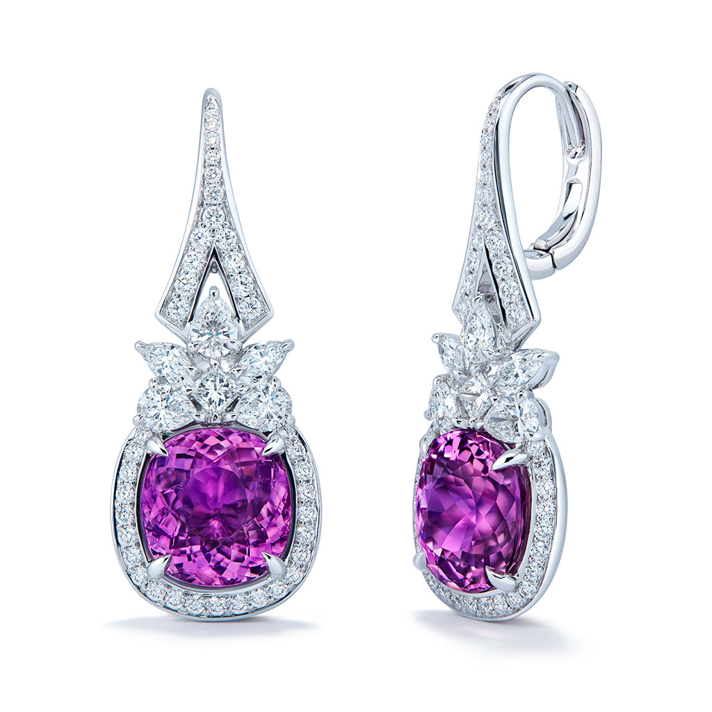 Unheated Paraiba Tourmaline Earrings with D Flawless Diamonds set in 18K White Gold