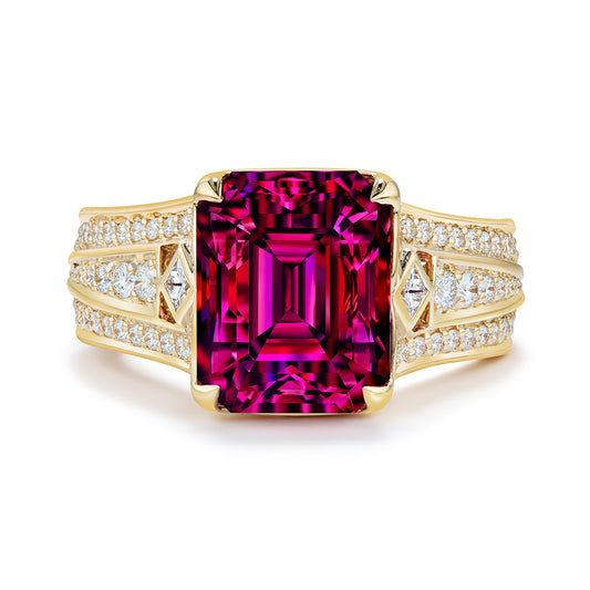 Ceylon Raspberry Garnet Ring with D Flawless Diamonds set in 18K Yellow Gold