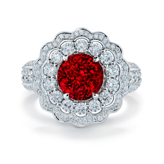 Namya Jedi Red Spinel Ring with D Flawless Diamonds set in 18K White Gold