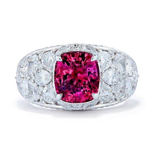 Balas Vibrant Intense Pink Spinel Ring with D Flawless Diamonds set in 18K White Gold