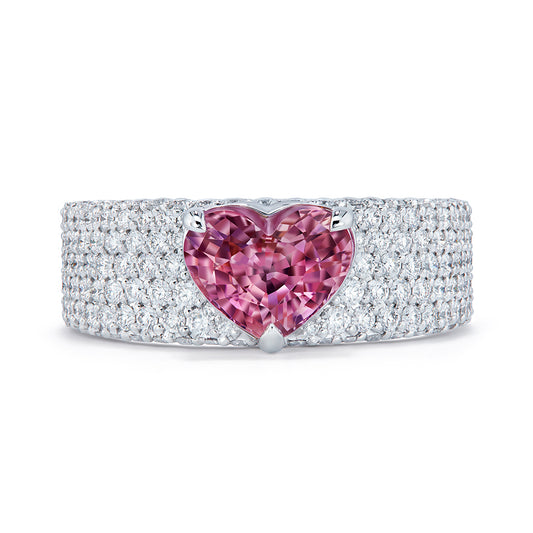 Unheated Pink Tanzanite Ring with D Flawless Diamonds set in 18K White Gold