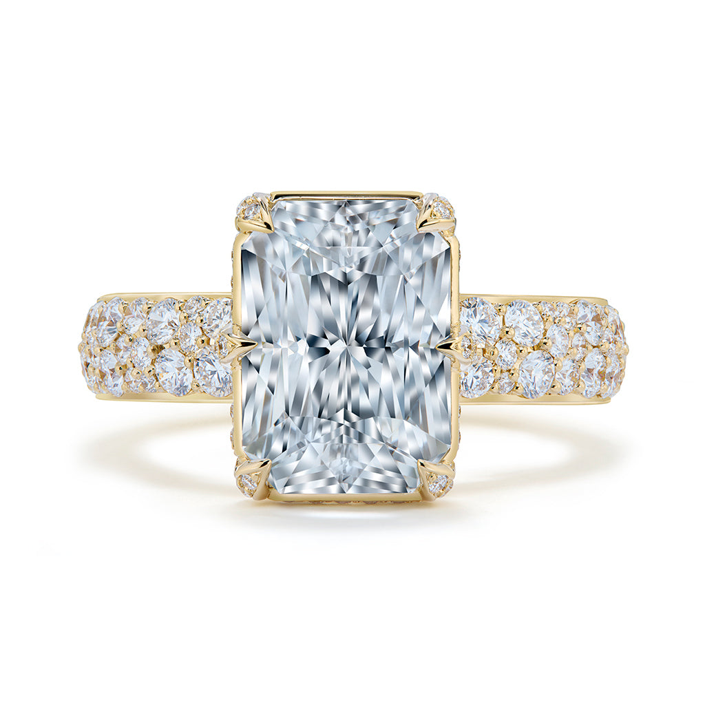 Unheated Ceylon White Sapphire Ring with D Flawless Diamonds set in 18K Yellow Gold
