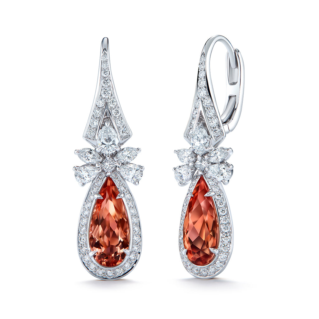 Imperial Topaz Earrings with D Flawless Diamonds set in 18K White Gold