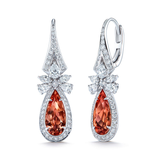 Imperial Topaz Earrings with D Flawless Diamonds set in 18K White Gold