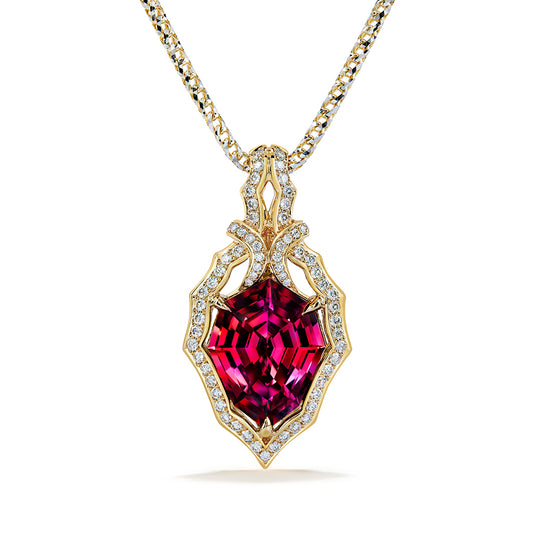 Tanzanian Zircon Necklace with D Flawless Diamonds set in 18K Yellow Gold