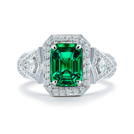 Top Gubelin Certified No Oil Emerald Ring with D Flawless Diamonds set in Platinum