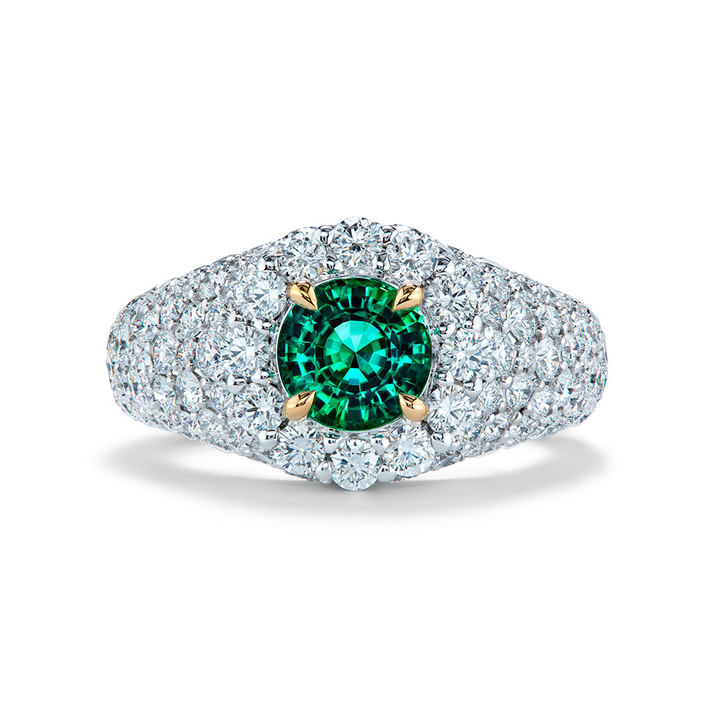 Russian Emerald Ring with D Flawless Diamonds set in 18K White Gold