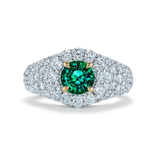 Russian Emerald Ring with D Flawless Diamonds set in 18K White Gold