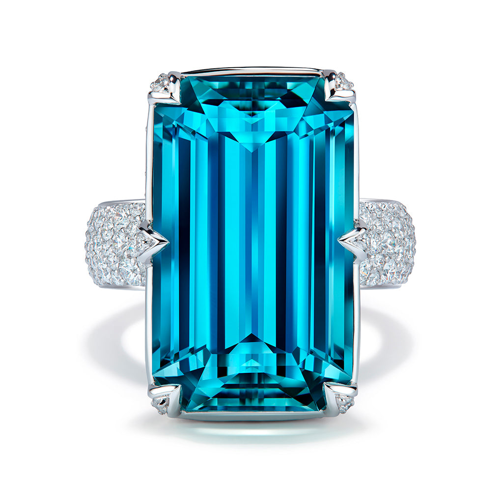 マリンクリスタル Santa Maria Aquamarine Ring with D Flawless Diamonds set in