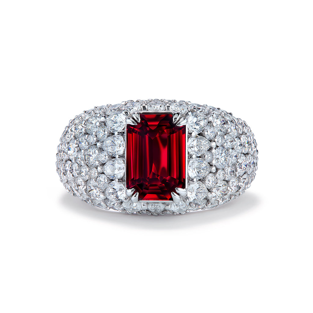 Unheated Pigeons Blood Ruby Ring with D Flawless Diamonds set in 18K White Gold
