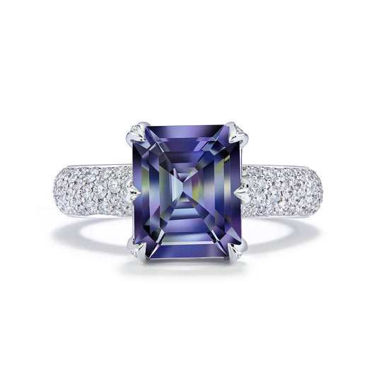 Unheated Tanzanite Ring with D Flawless Diamonds set in 18K White Gold