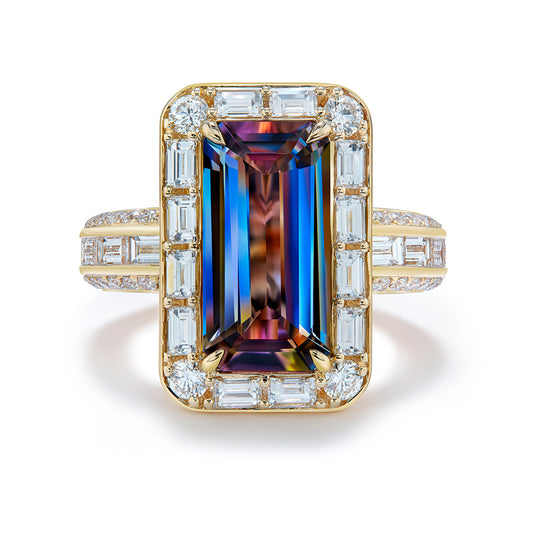 Unheated Tanzanite Ring with D Flawless Diamonds set in 18K Yellow Gold