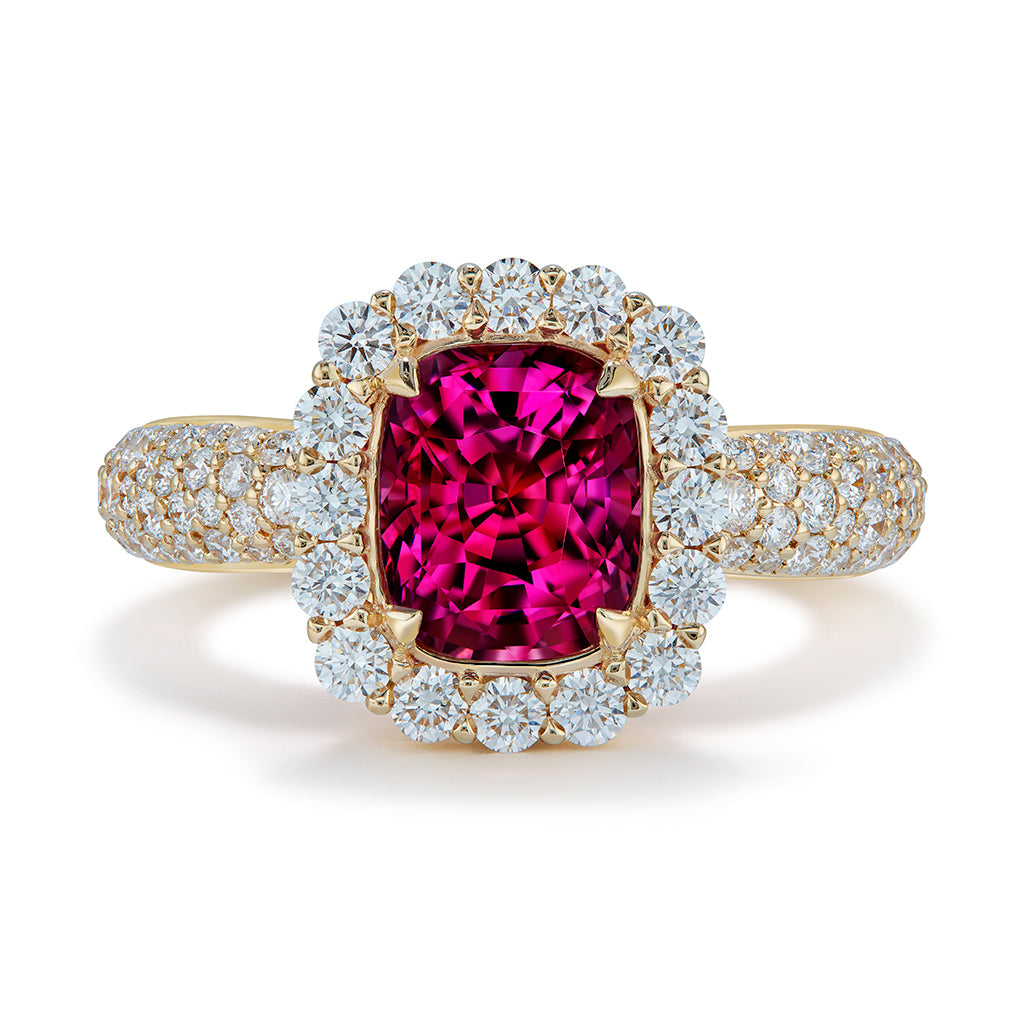 Burmese Jedi Spinel Ring with D Flawless Diamonds set in 18K Yellow Gold