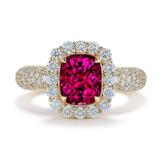 Burmese Jedi Spinel Ring with D Flawless Diamonds set in 18K Yellow Gold