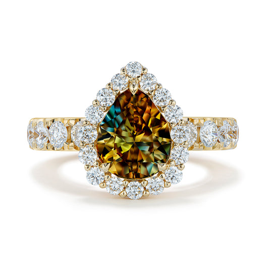 Unheated Tanzanite Ring with D Flawless Diamonds set in 18K Yellow Gold