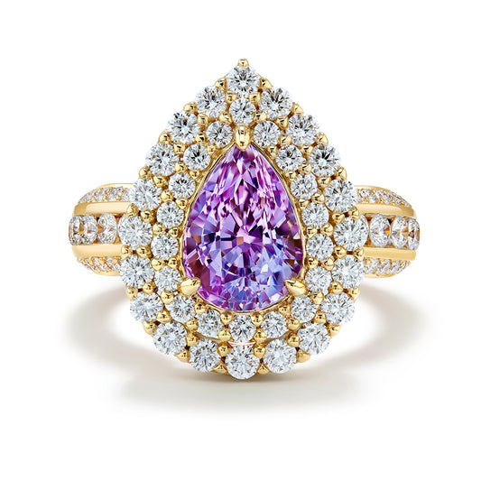 Taaffeite Ring with D Flawless Diamonds set in 18K Yellow Gold