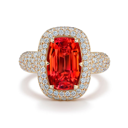 Record Vibrant Vayrynenite Ring with D Flawless Diamonds set in 18K Yellow Gold