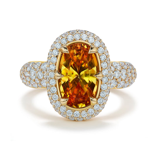 Cassiterite Ring with D Flawless Diamonds set in 18K Yellow Gold