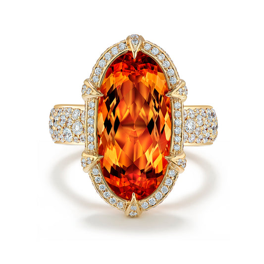 Brazilian Imperial Topaz Ring with D Flawless Diamonds set in 18K Yellow Gold