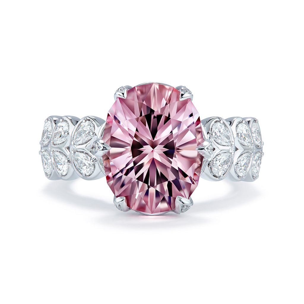 Madagascar Morganite Ring with D Flawless Diamonds set in 18K White Gold