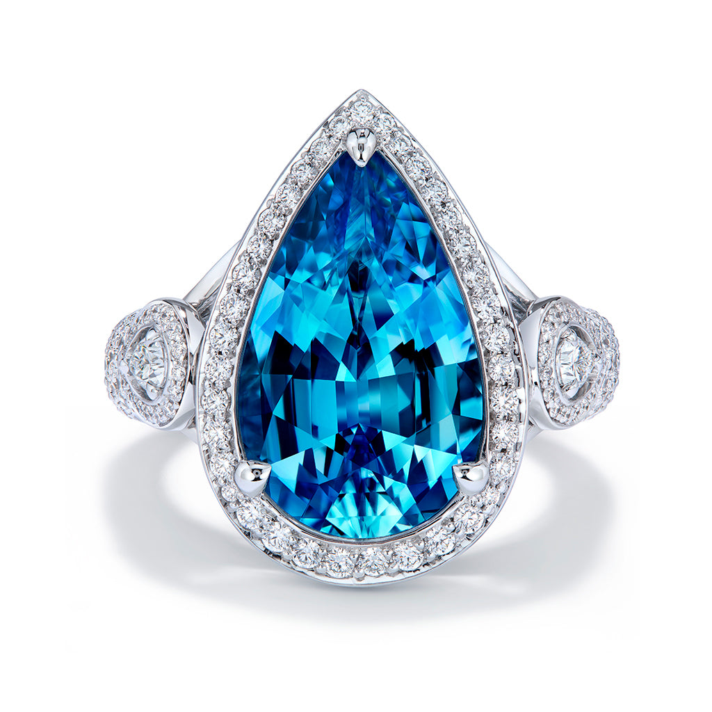 Santa Maria Aquamarine Ring with D Flawless Diamonds set in 18K White Gold
