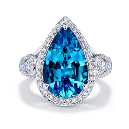 Santa Maria Aquamarine Ring with D Flawless Diamonds set in 18K White Gold