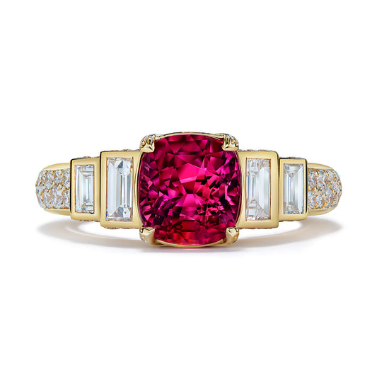Burmese Jedi Spinel Ring with D Flawless Diamonds set in 18K Yellow Gold