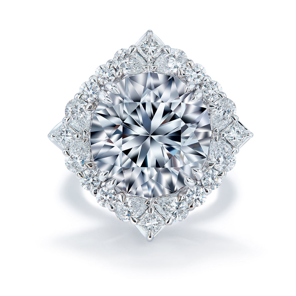 Titanium Colorless Tourmaline Ring with D Flawless Diamonds set in 18K White Gold