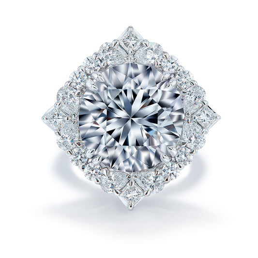 Titanium Colorless Tourmaline Ring with D Flawless Diamonds set in 18K White Gold