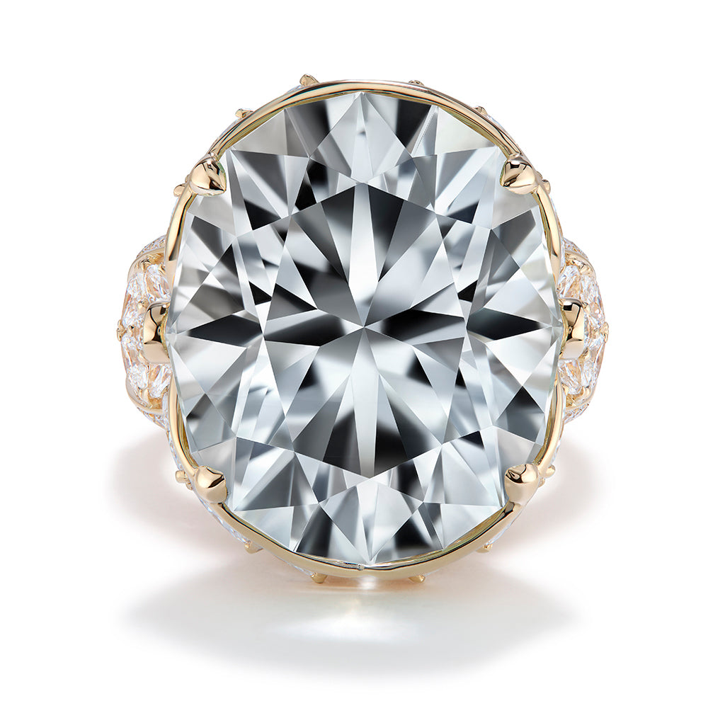 Neon Colorless Tourmaline Ring with D Flawless Diamonds set in 18K Yellow Gold