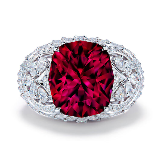 Unheated Red Paraiba Tourmaline Ring with D Flawless Diamonds set in 18K White Gold