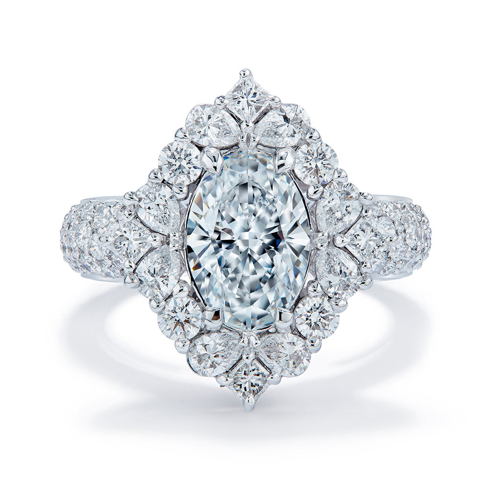 D Flawless Golconda Diamond Ring with D Flawless Diamonds set in 18K White Gold