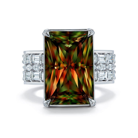 Zultanite Ring with D Flawless Diamonds set in 18K White Gold