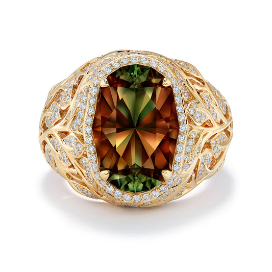 Zultanite Ring with D Flawless Diamonds set in 18K Yellow Gold