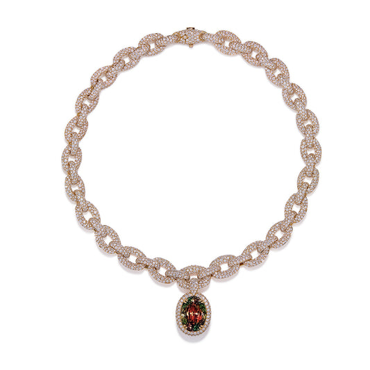 The Kat Florence Chameleon Alexandrite Necklace with D Flawless Diamonds set in 18K Yellow Gold