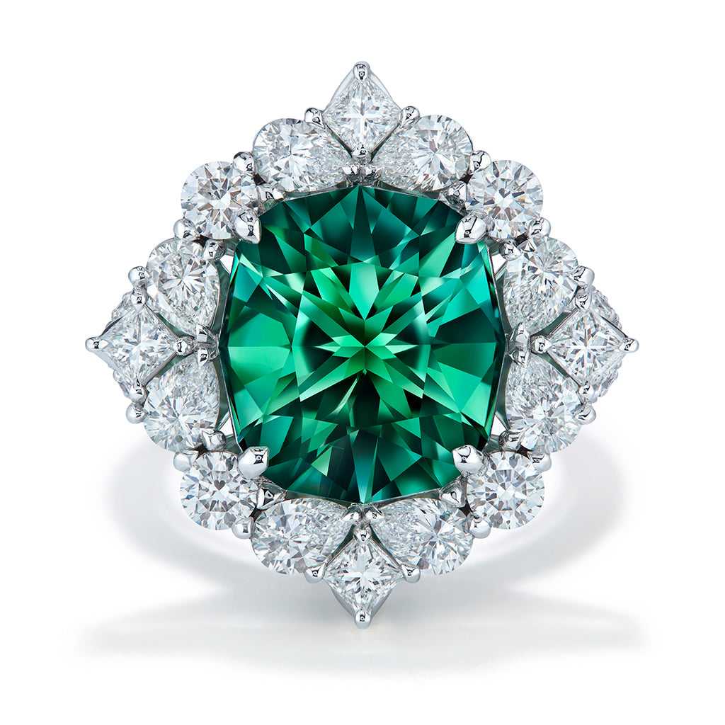 Paraiba Tourmaline Ring with D Flawless Diamonds set in 18K White Gold