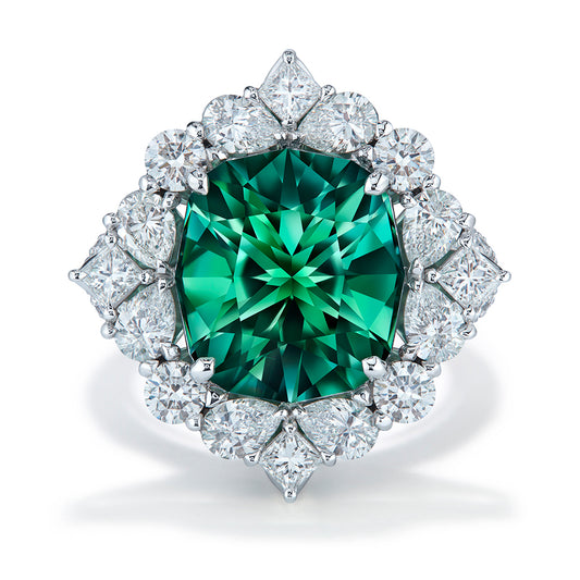 Paraiba Tourmaline Ring with D Flawless Diamonds set in 18K White Gold