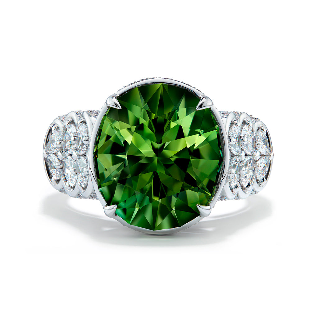Unheated Flawless Paraiba Tourmaline Ring with D Flawless Diamonds set in 18K White Gold