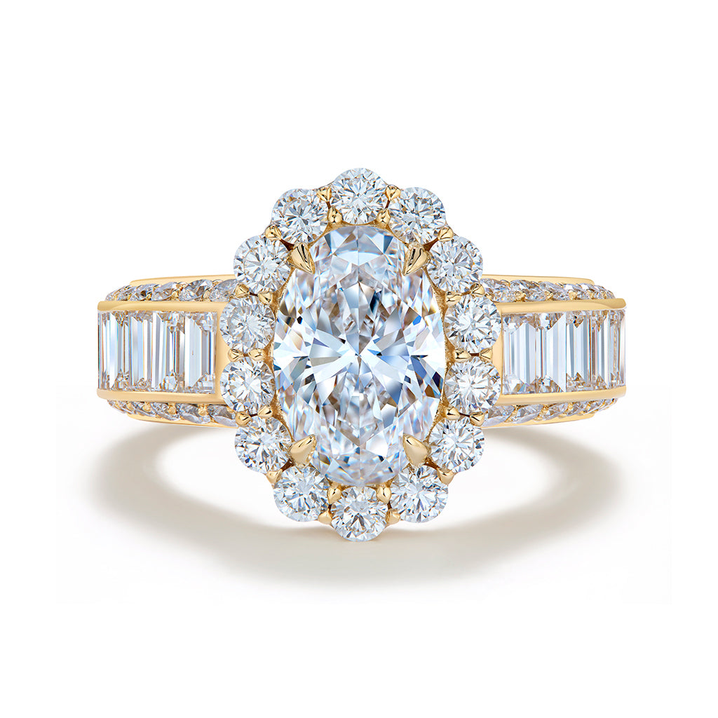 D Flawless Golconda Diamond Ring with D Flawless Diamonds set in 18K Yellow Gold