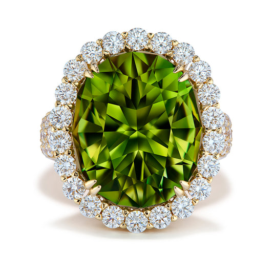 Unheated Paraiba Tourmaline Ring with D Flawless Diamonds set in 18K Yellow Gold