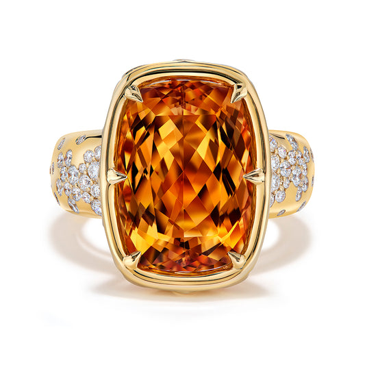 Brazilian Imperial Topaz Ring with D Flawless Diamonds set in 18K Yellow Gold