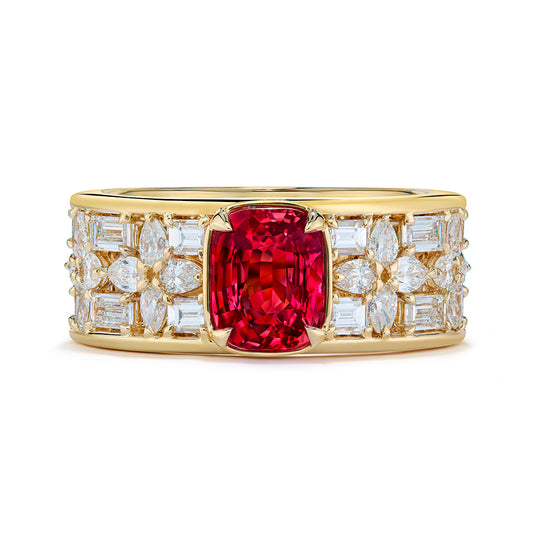 Jedi Spinel Ring with D Flawless Diamonds set in 18K Yellow Gold