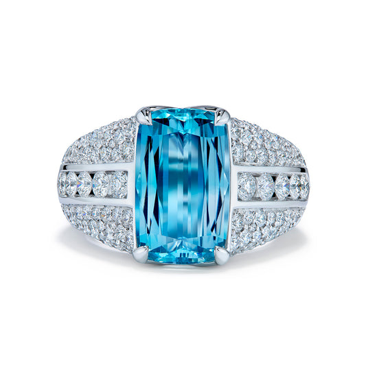 Natural Bi Color Topaz Ring with D Flawless Diamonds set in 18K White Gold